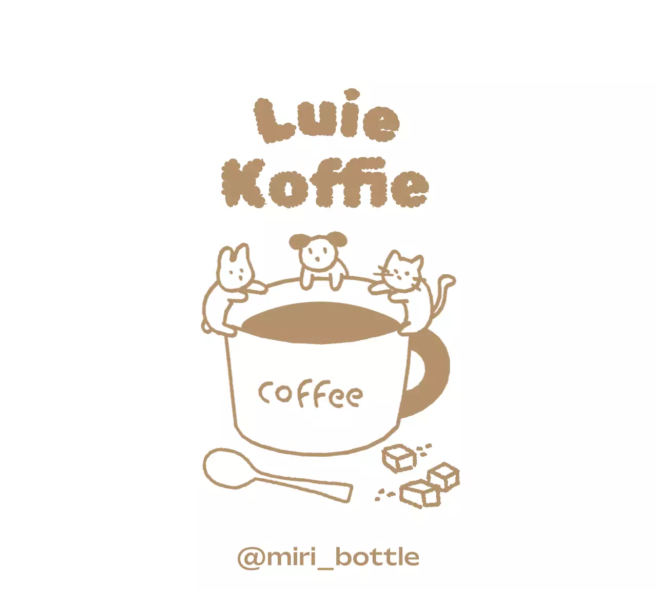 Koffie mok doodle concept met schattige dieren