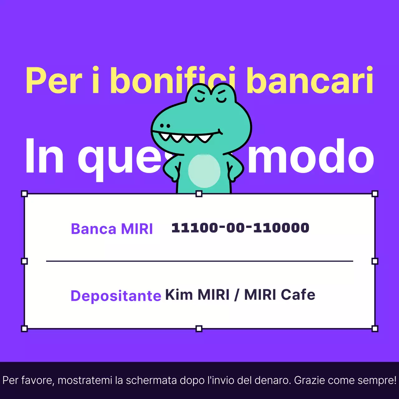 Una guida kitsch in giallo e bianco sull'invio di denaro tramite deposito diretto