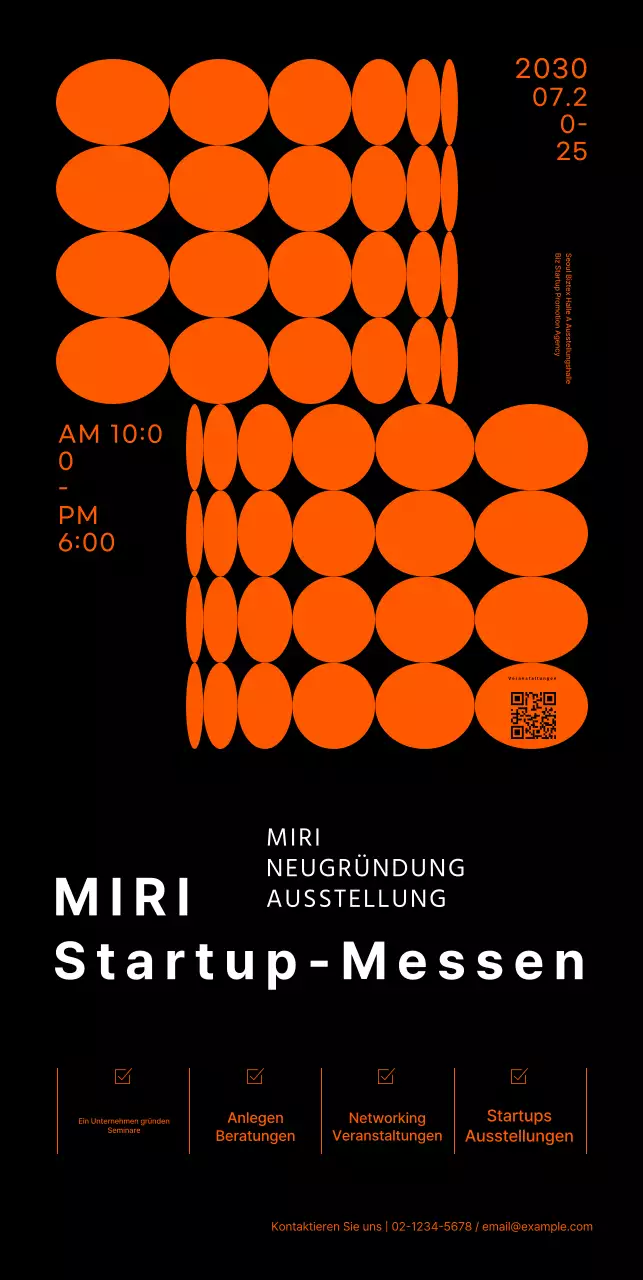 Startup-Messe-Banner mit Neon-Grafiken