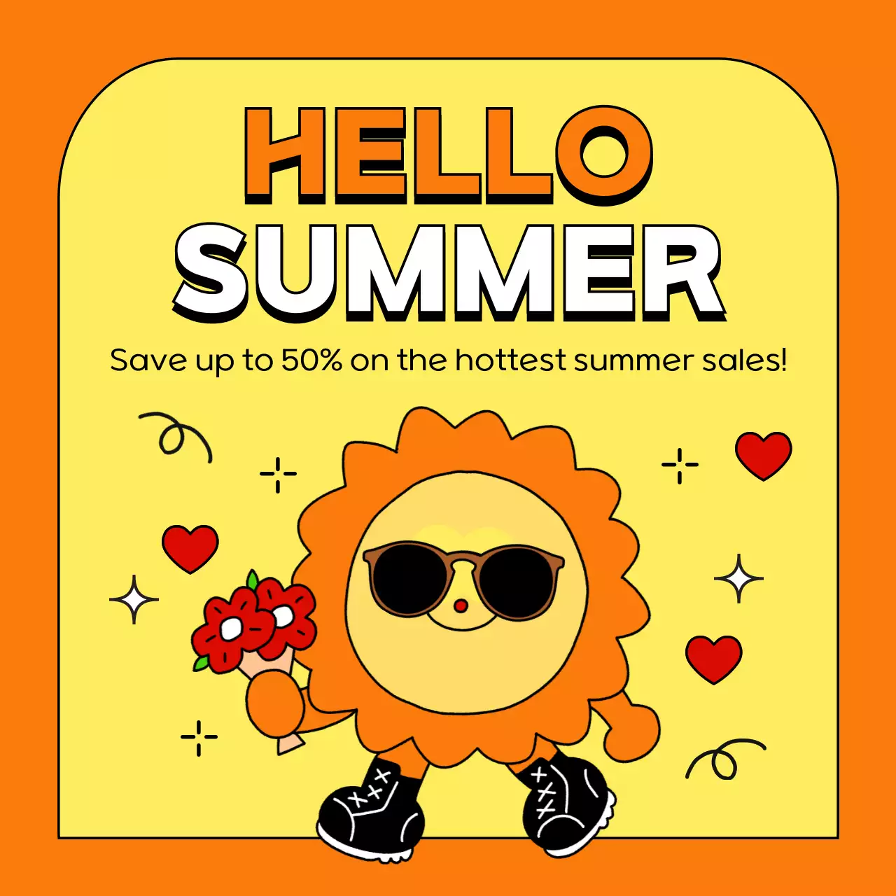 Orange Trendy Summer Promotion Social Media Post