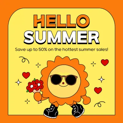 Orange Trendy Summer Promotion Social Media Post