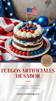 Una moderna receta de postre del 4 de julio en rojo y azul