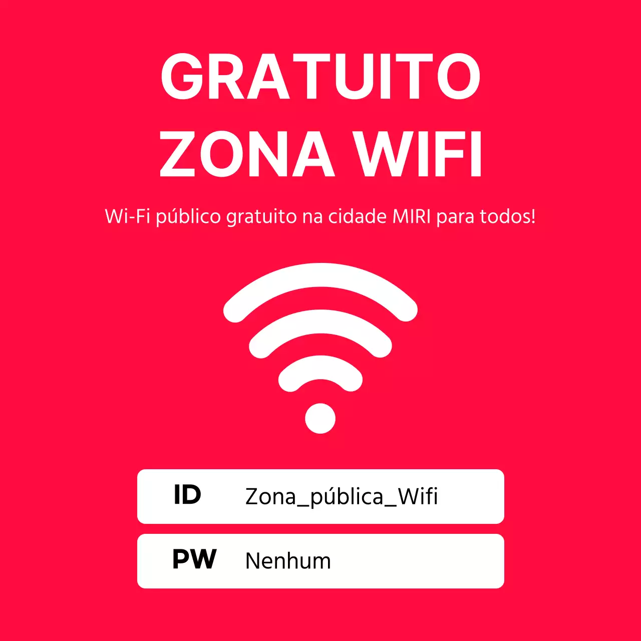 Anúncios de Wi-Fi gratuito destacados a vermelho e branco