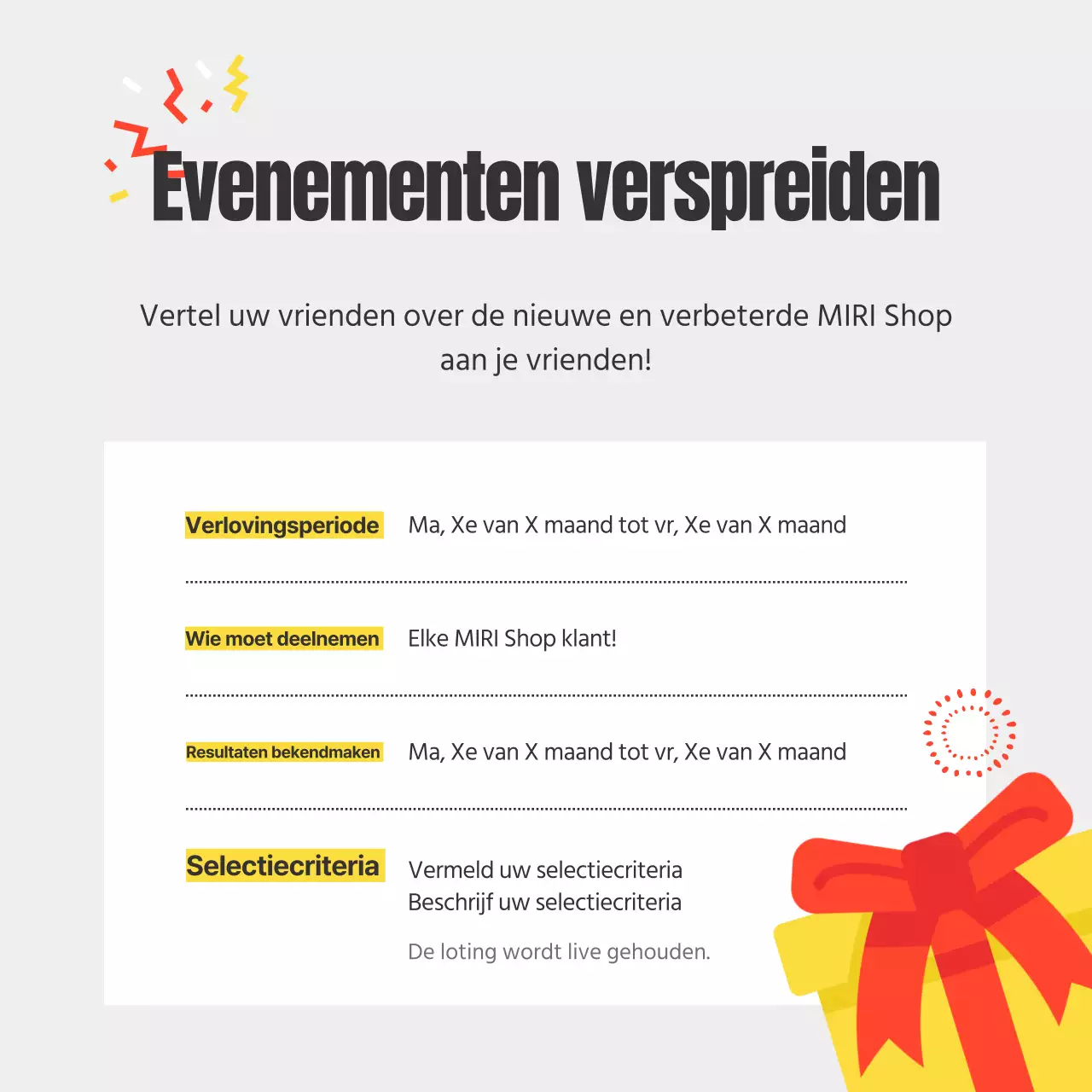 Een evenement met een mooie gele achtergrond aankondigen om het bekend te maken
