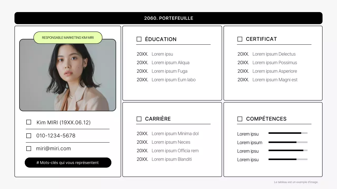 Portefeuille imprimable simple en gris et vert lime