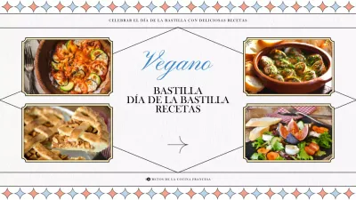 Descripción de la receta de plato francés geométrico rosa y azul claro