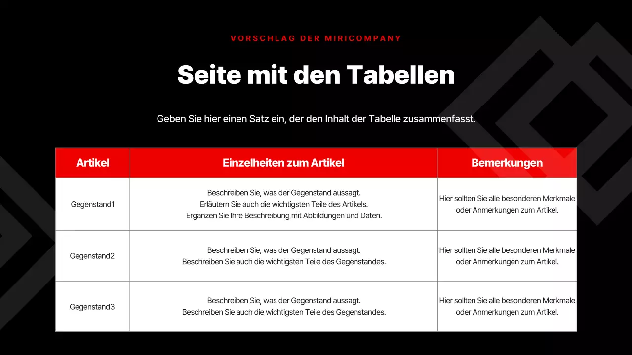 Einfache Unternehmenspräsentation in Rot und Schwarz