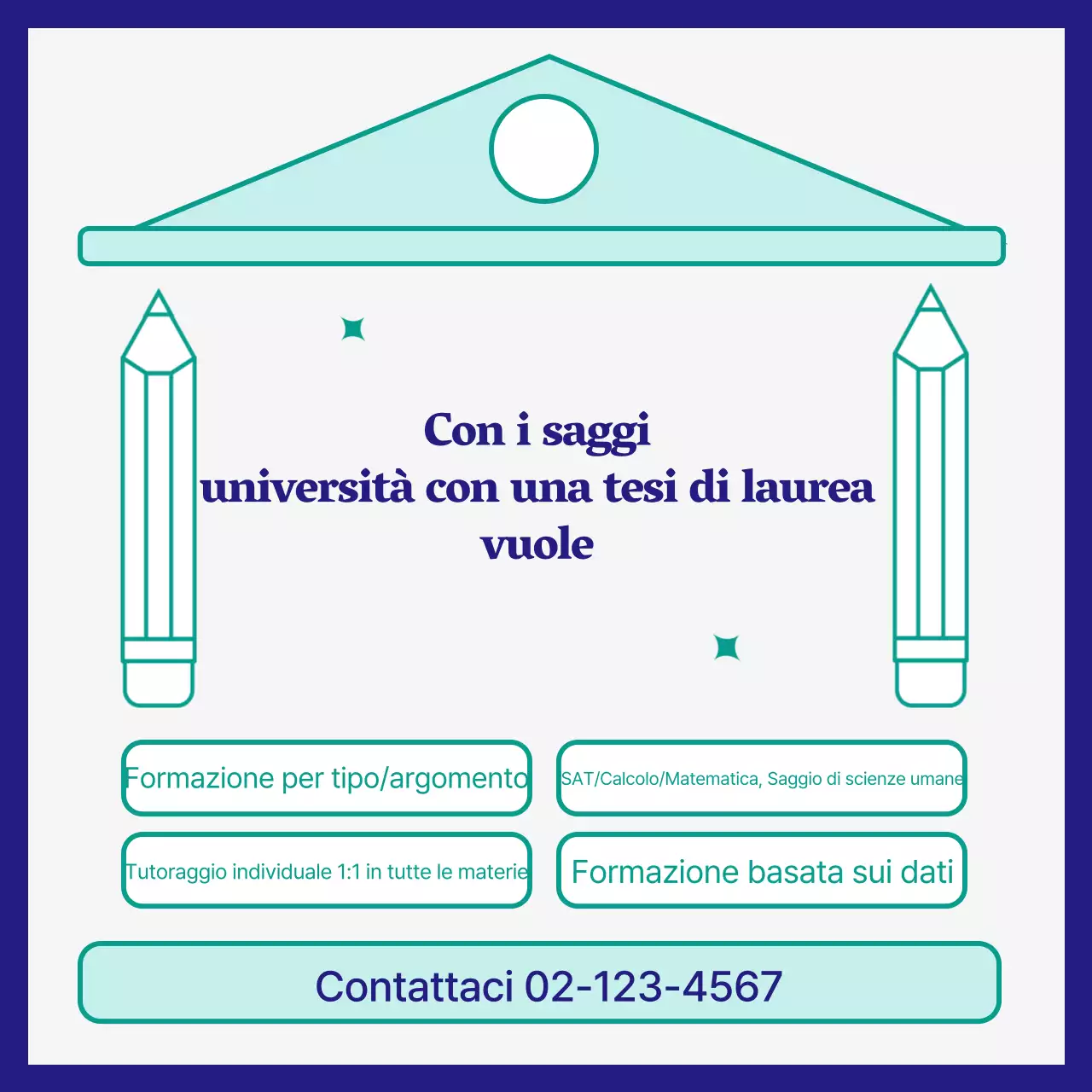 Saggio d'ingresso semplice verde e blu navy promozione scolastica