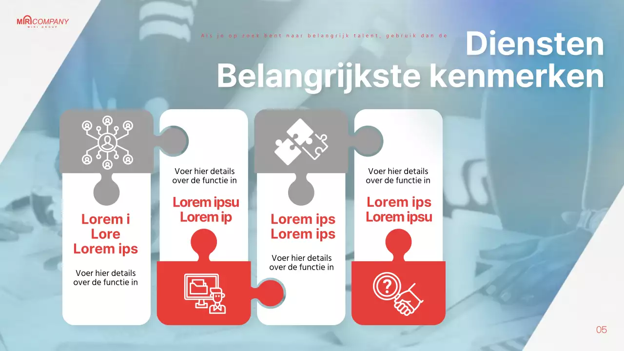 Headhunting-voorstel gemarkeerd in lichtblauw en rood