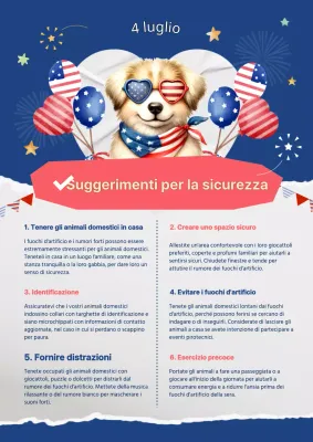 Consigli per la sicurezza degli animali domestici del 4 luglio blu e rosso
