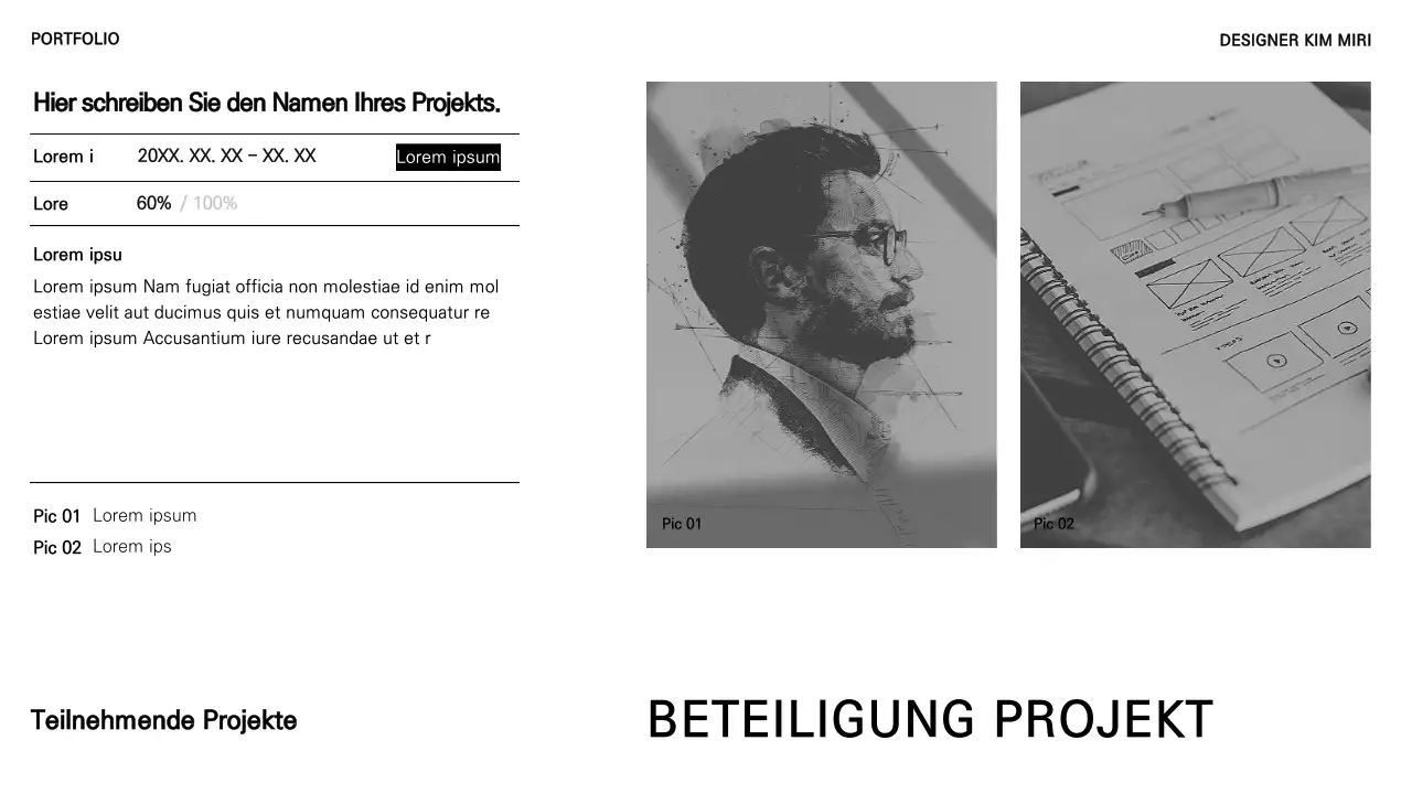 Eine einfache schwarz-weiße Karrieremappe