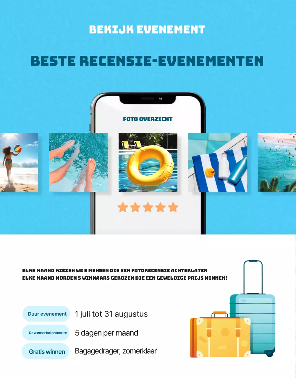 Promoot een evenement met vintage zomerartikelen in lichtblauw