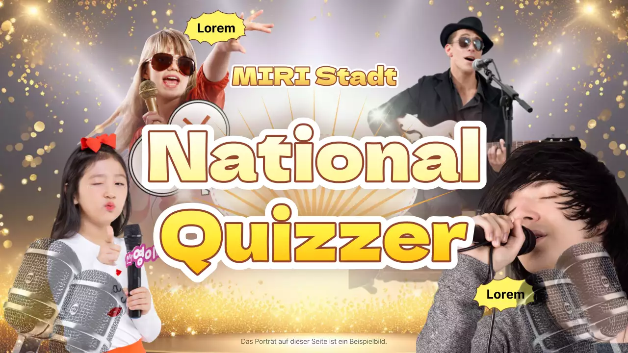 Eine Sammlung von gelben Quizsendungen im Retro-Stil