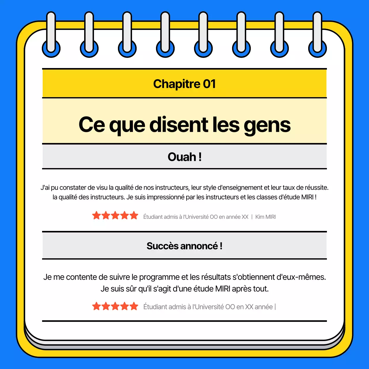 Faites la promotion de votre école d'admission avec une touche de bleu et de jaune