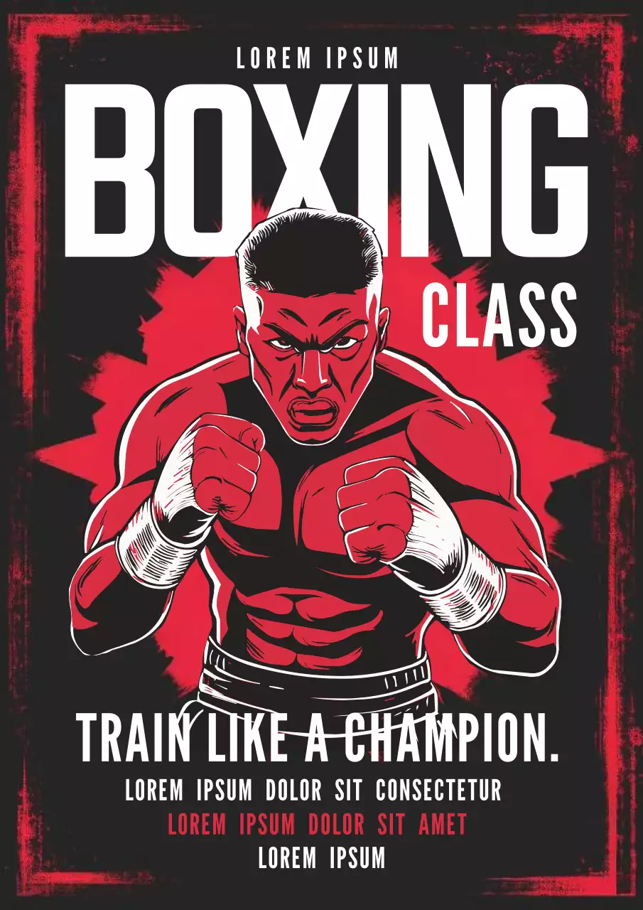 Red Bold Boxing Class Advertisement Poster