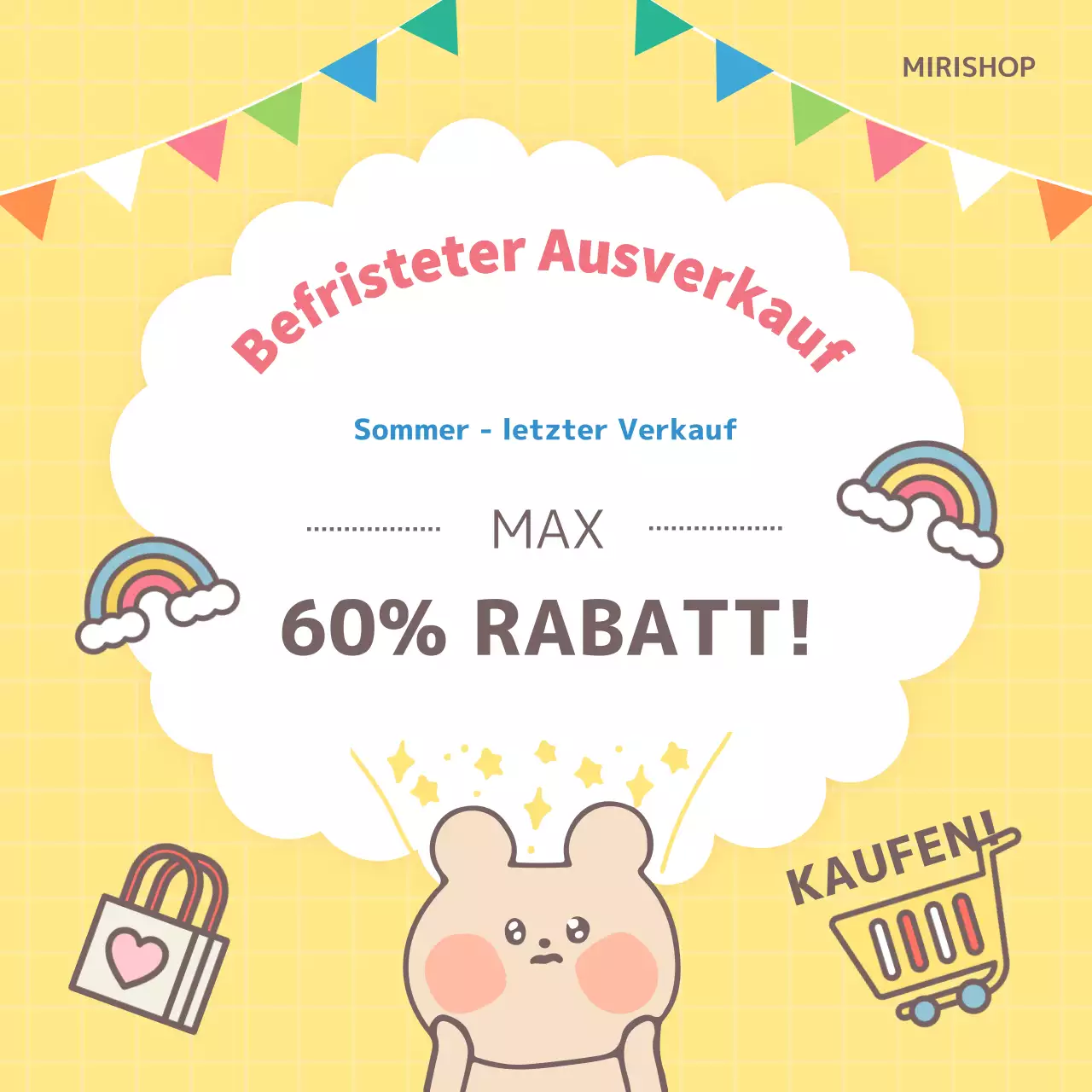 Eine einfache Timesale-Post in Gelb und Regenbogen