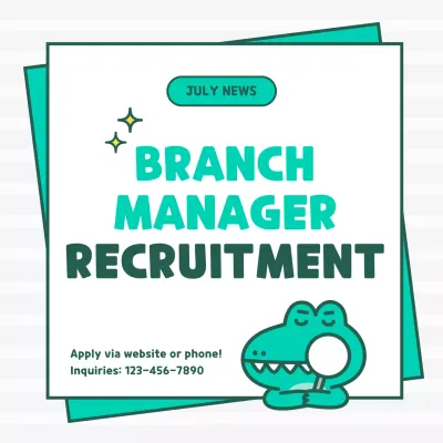 Teal Minimal Recruitment Notice Social Media Post