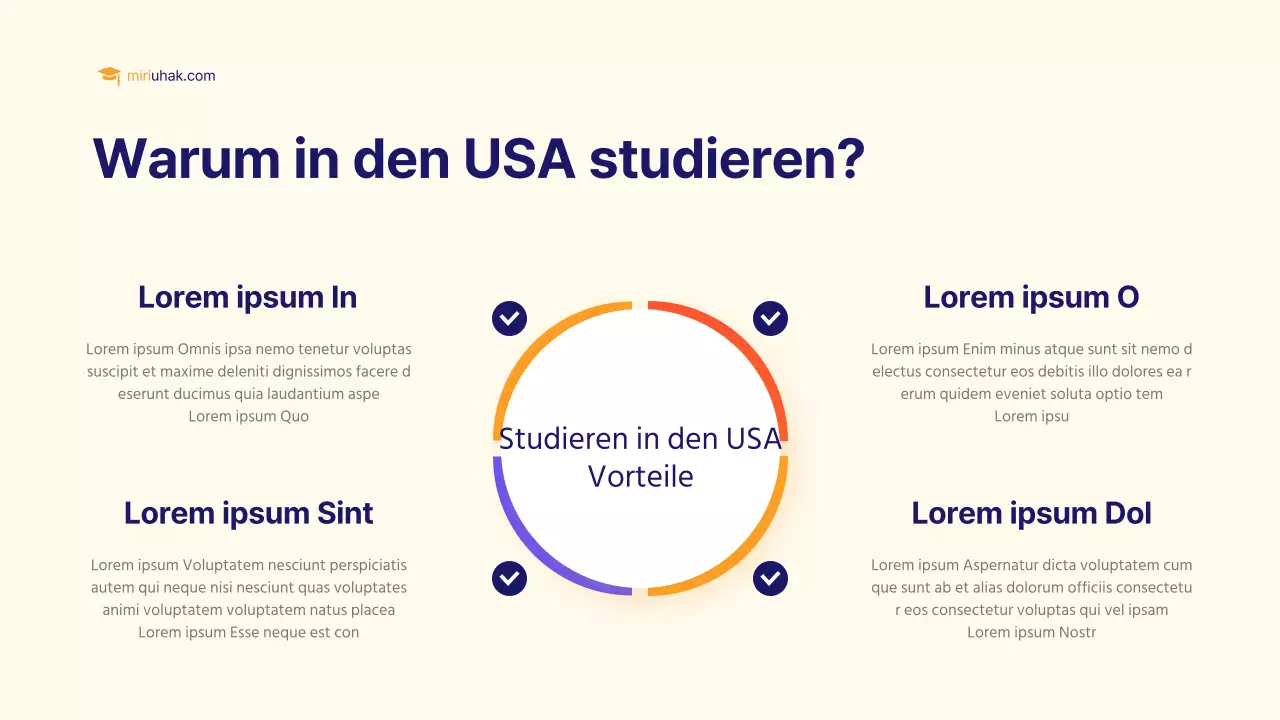 Ein einfacher gelb-orangefarbener Prospekt für ein Auslandsstudium