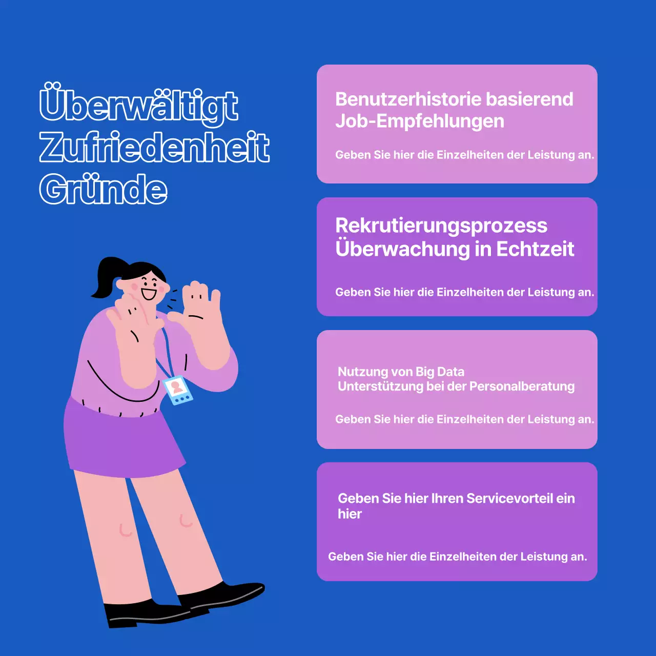 Bewerben Sie Ihre Job-Matching-Plattform mit blauen und weißen Akzenten