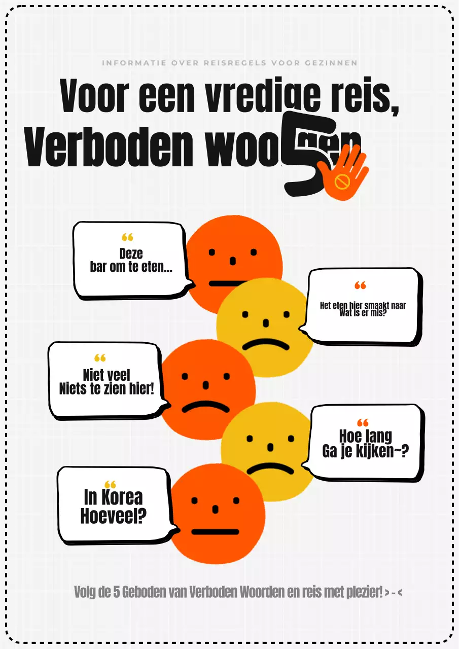 De oranje en gele familie reizen verboden woorden campagne