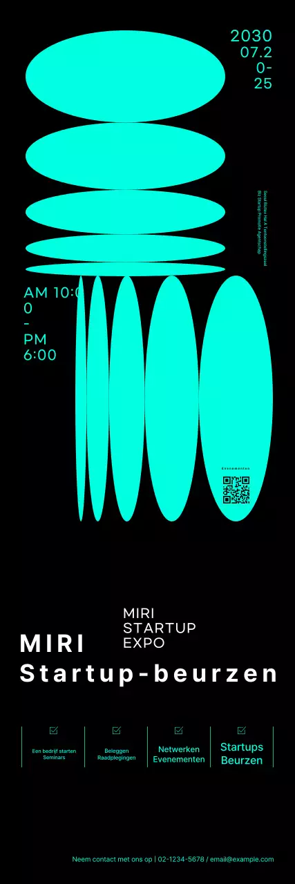 Startup beursbanner met neon vormen graphics