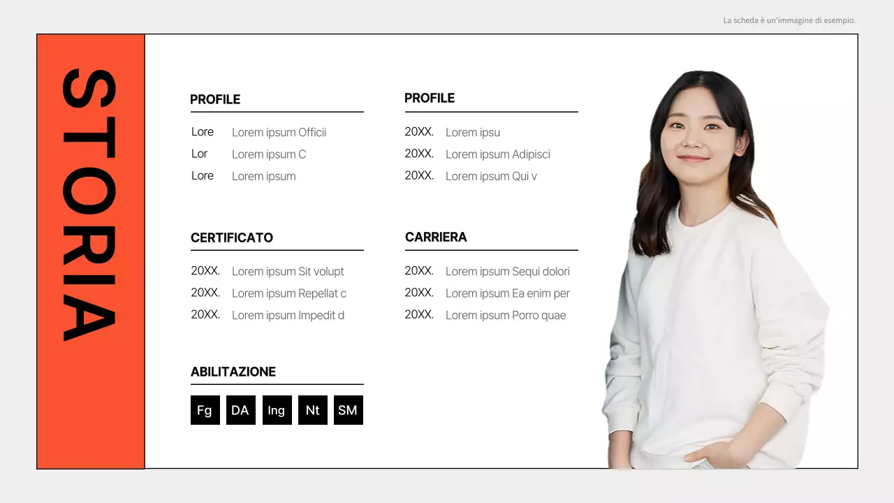 Un semplice portfolio per marketer in grigio e arancione