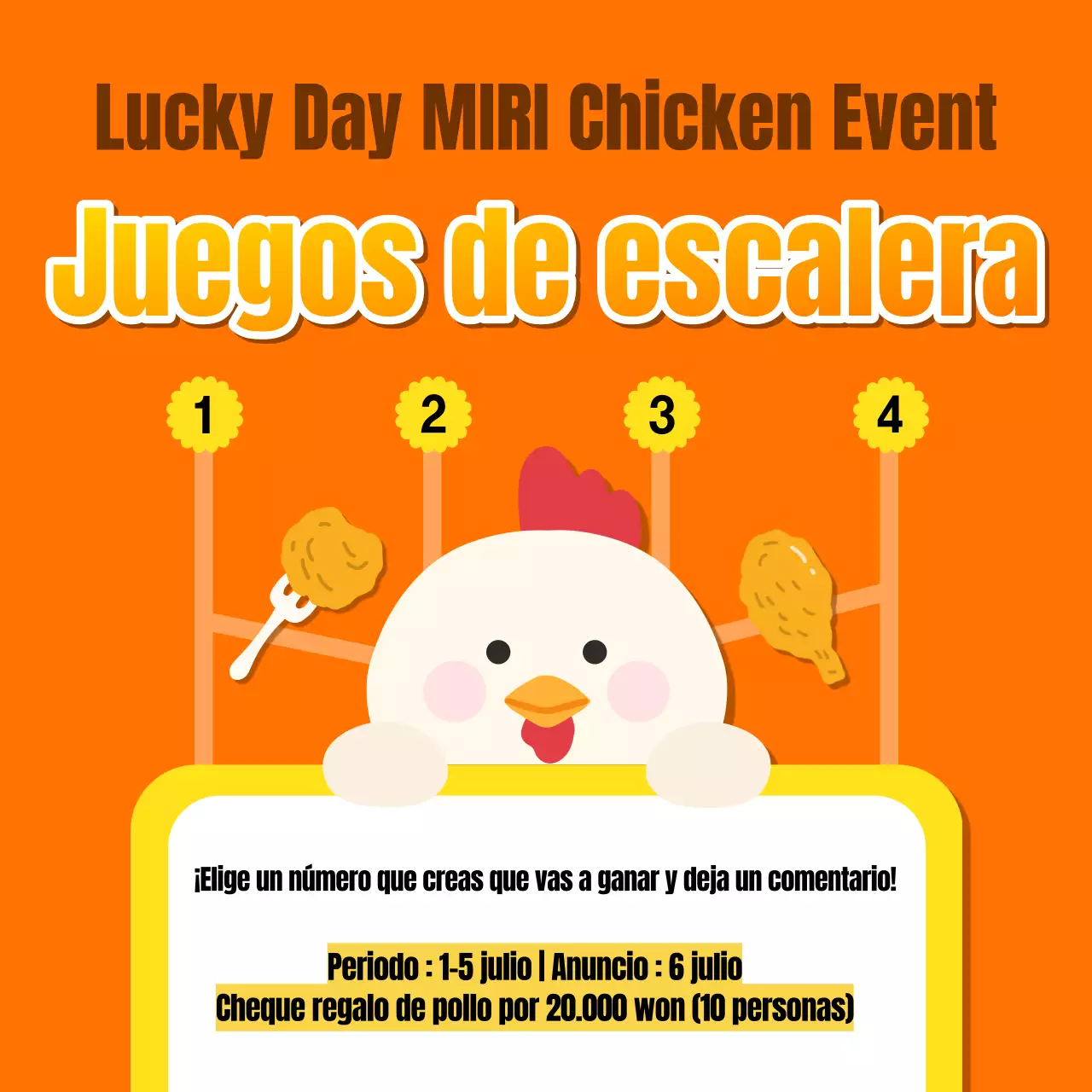 Promocionar los cupones lucky day de las botellas naranja y amarilla
