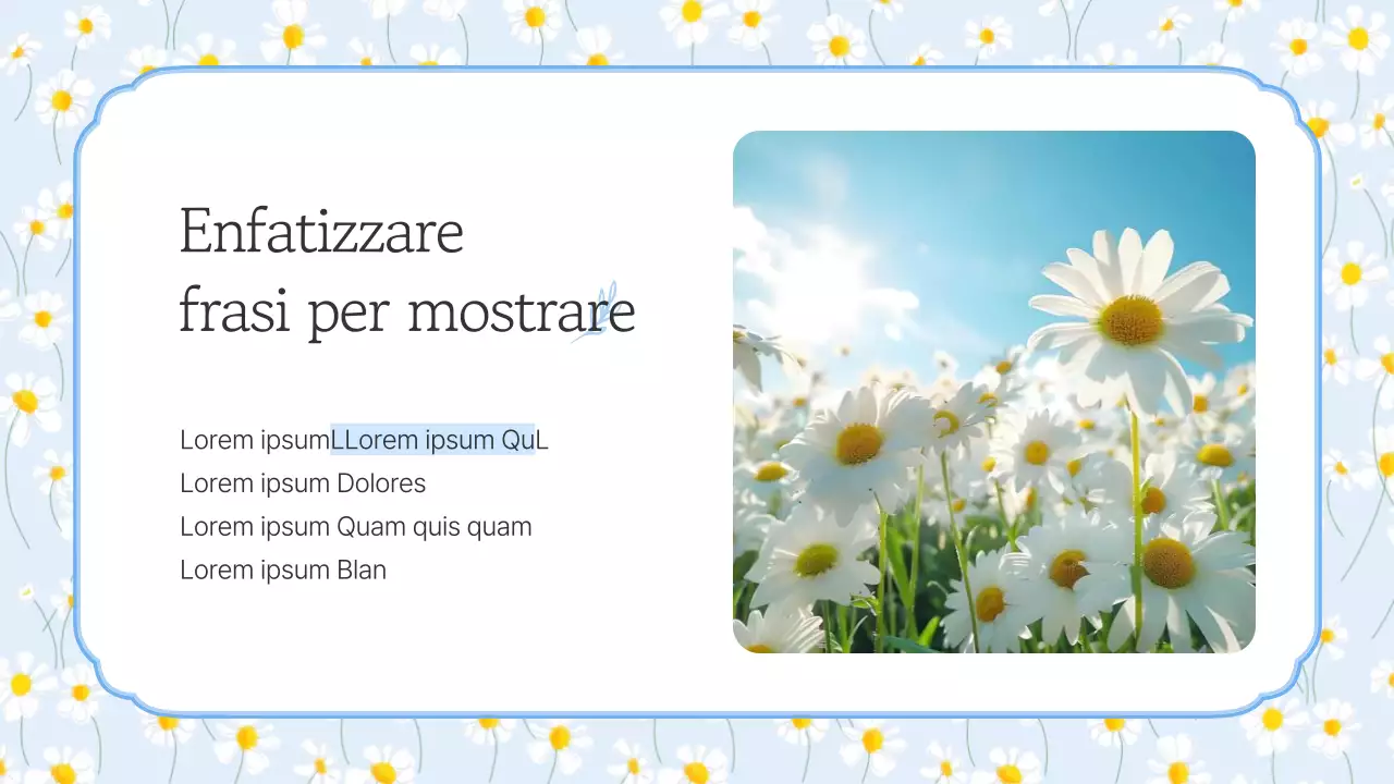 Semplici fiori estivi con presentazione in azzurro e giallo