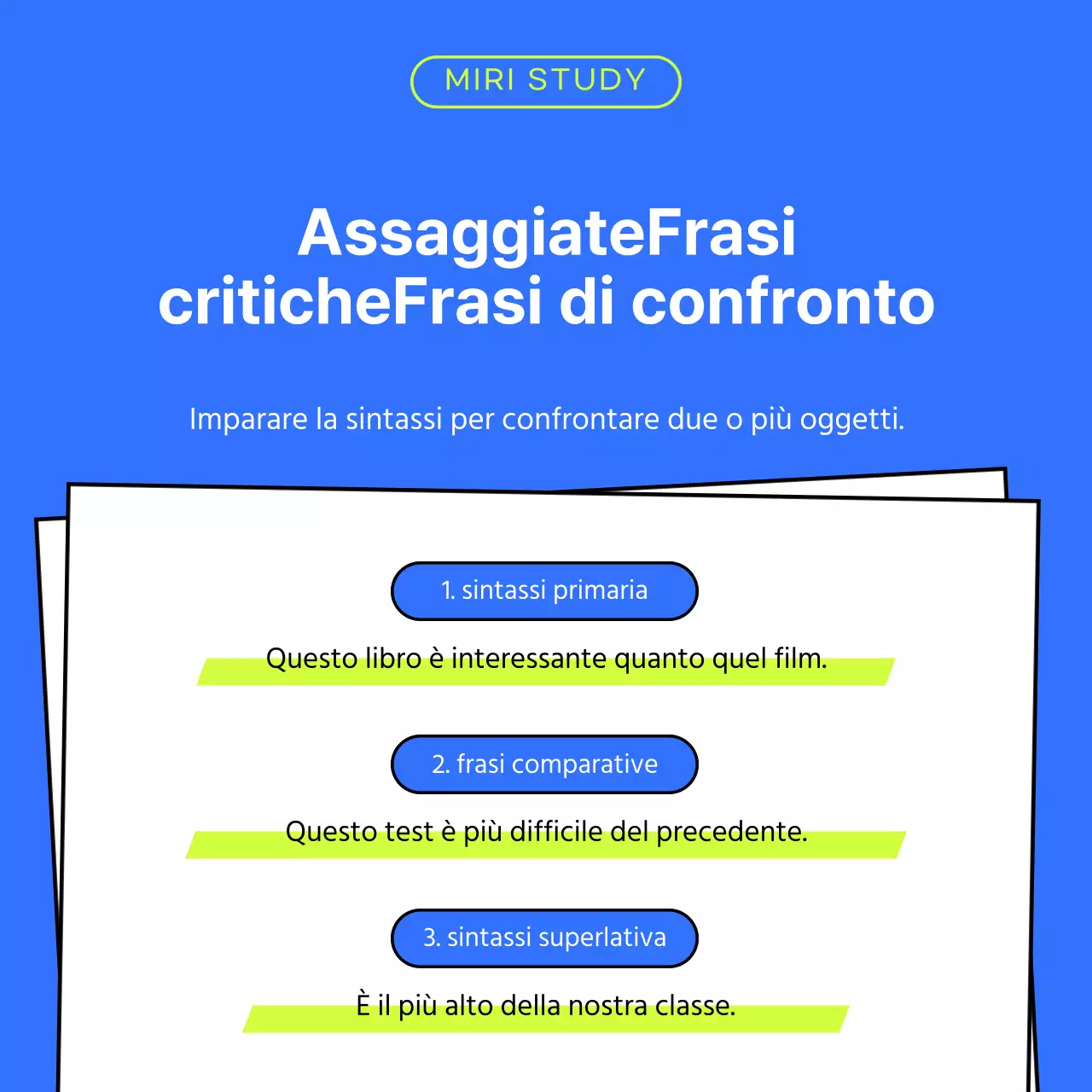 Un semplice prospetto scolastico in verde lime e blu