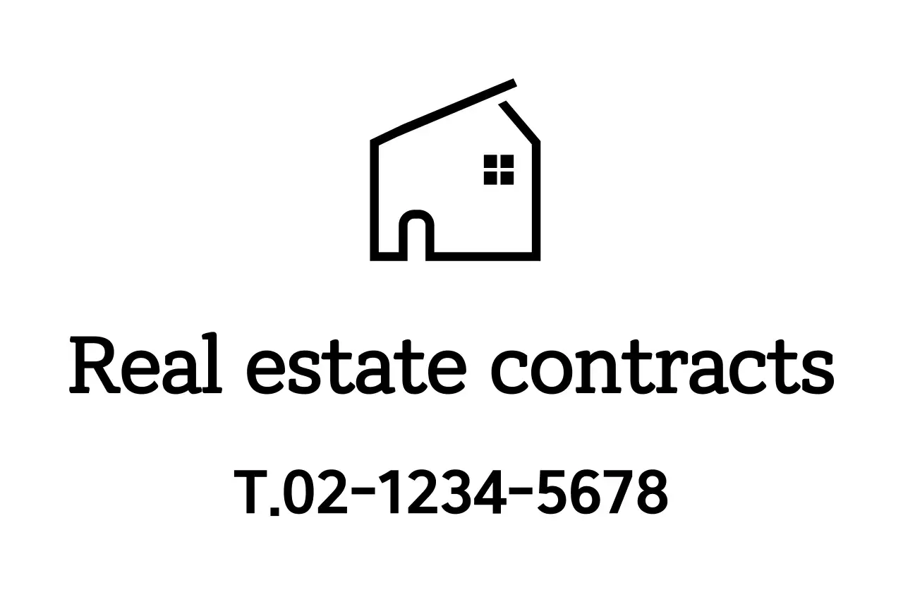 Logo kontrak real estat dengan ilustrasi garis dalam bentuk rumah