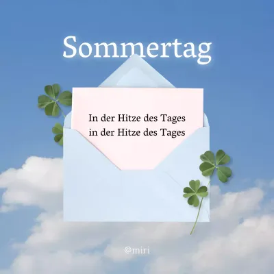 Eine hübsche Anzeige für Sommergrüße in Hellblau und Grün