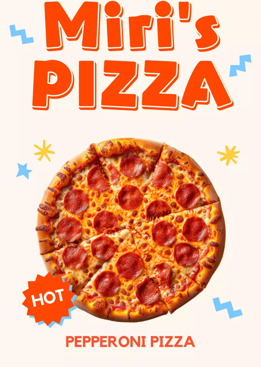 Driedimensionale pizzaposter met popdesign