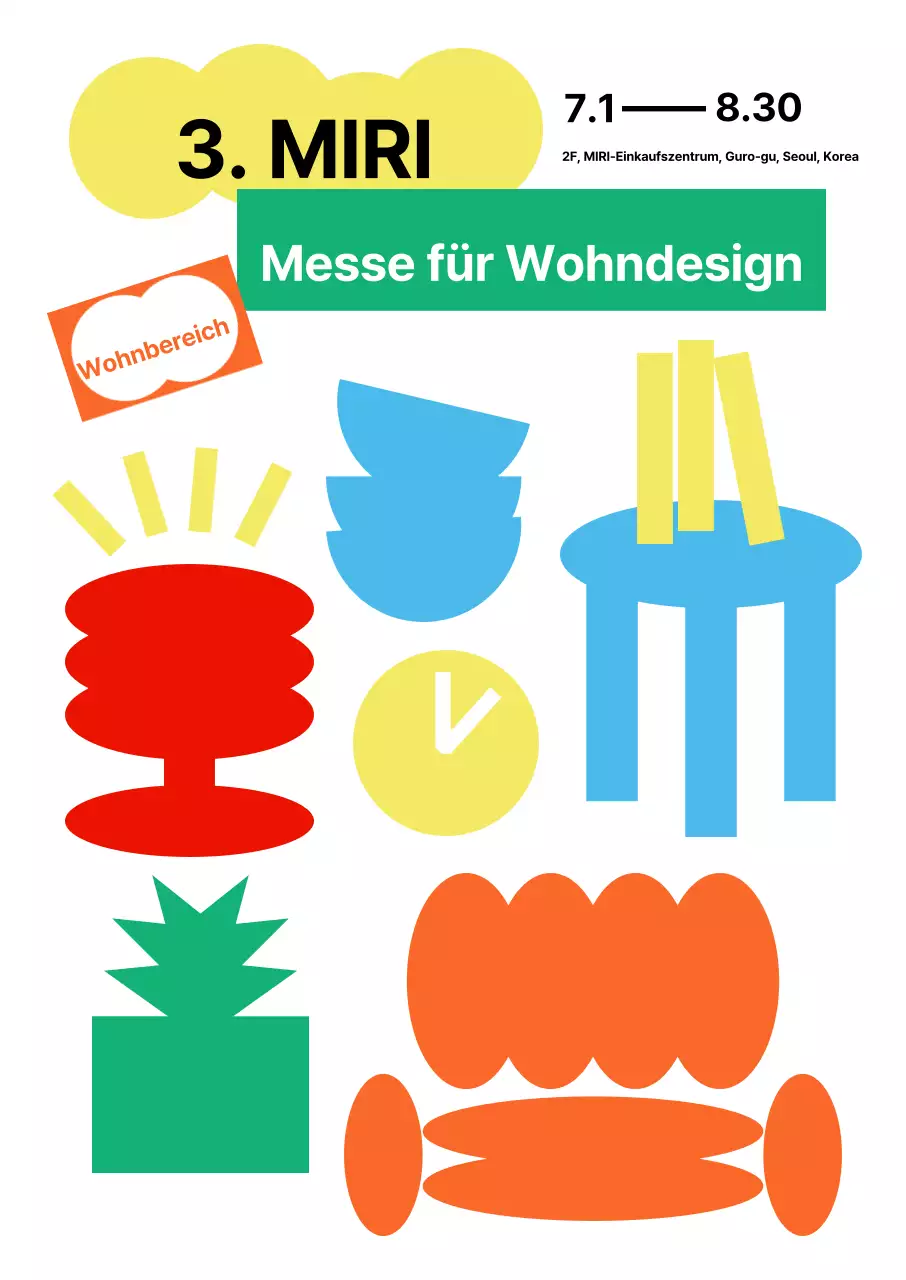 Living Design Fair mit einfachen Möbelgrafiken