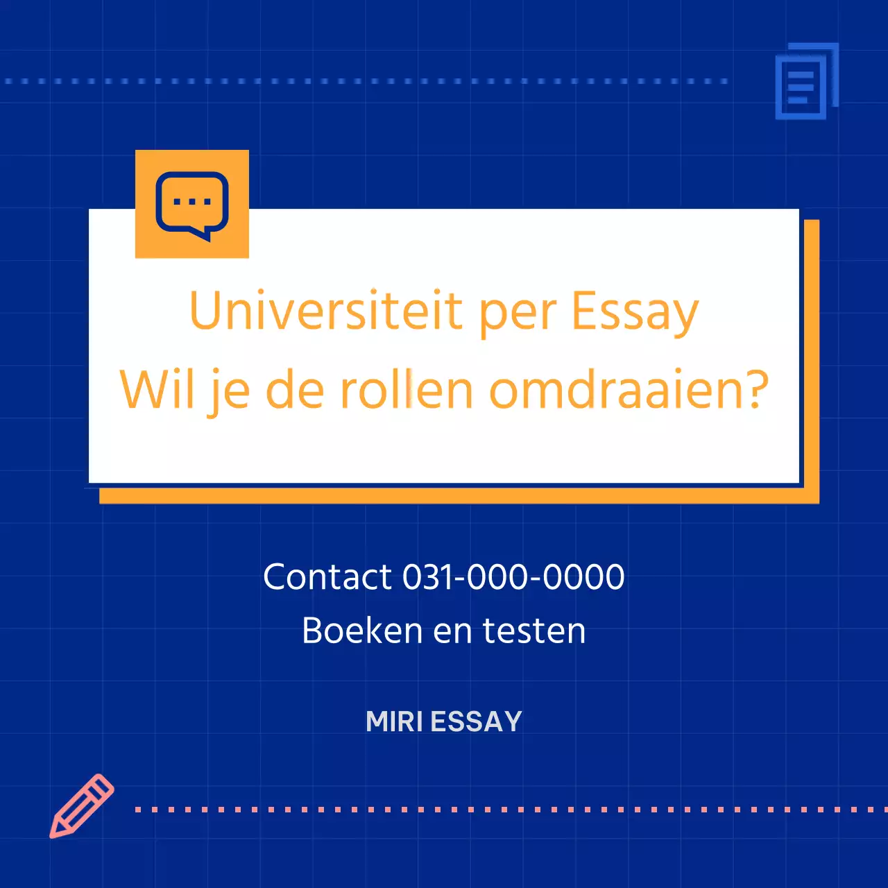 Blauwe, eenvoudige toelatingsessays voor hoger onderwijs promoten