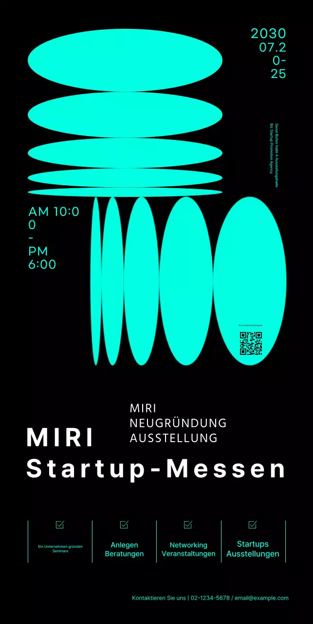 Startup-Messe-Banner mit Neon-Grafiken