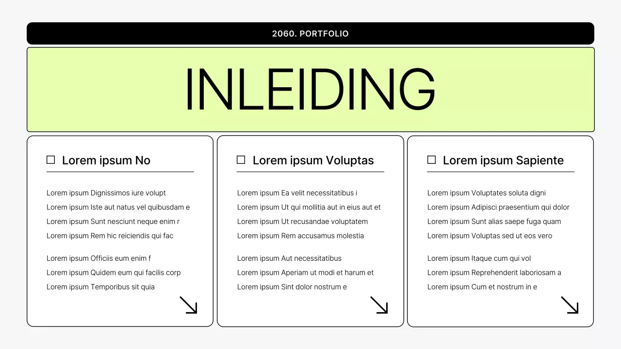 Eenvoudige printbare portfolio in grijs en limoengroen