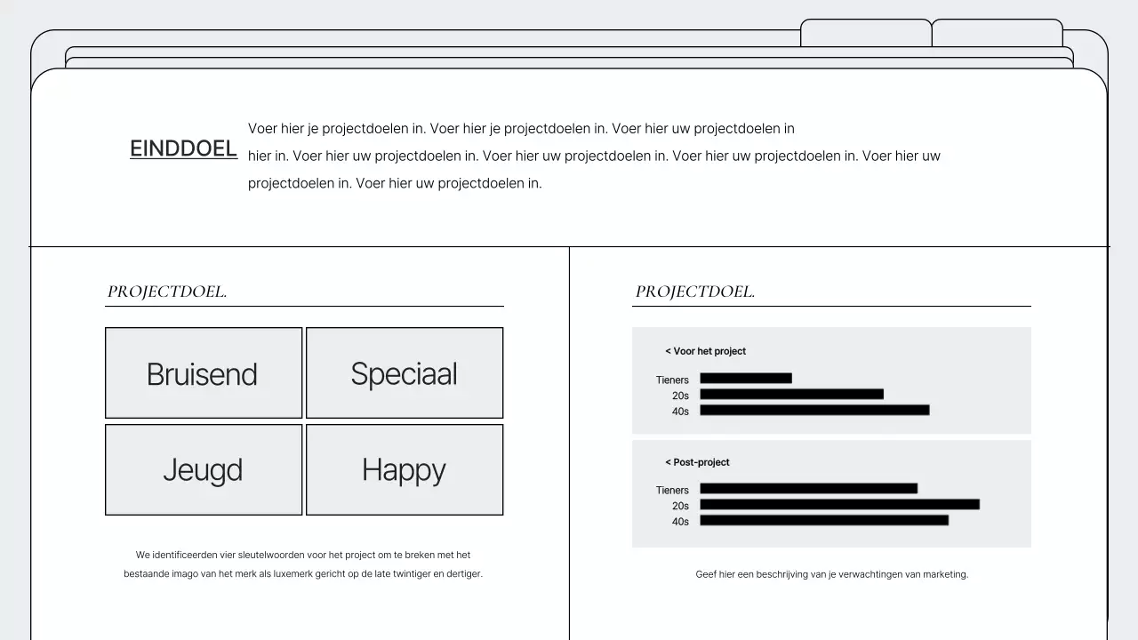 Portfolio met eenvoudig mappenframe in wit