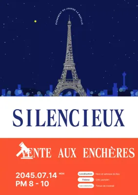 Annonce de la vente aux enchères anniversaire de la Révolution simple bleue et rouge