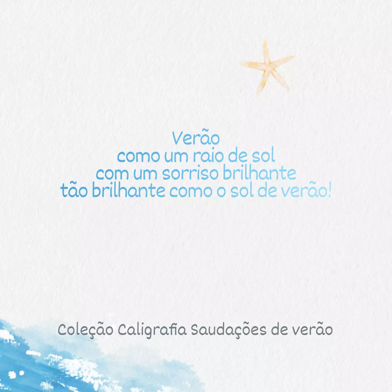 Coleção de cumprimentos de verão com caligrafia simples em azul claro e azul