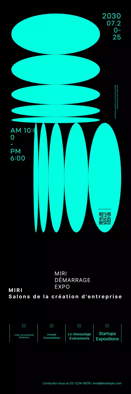 Bannière de salon de la création d'entreprise avec graphisme en forme de néon