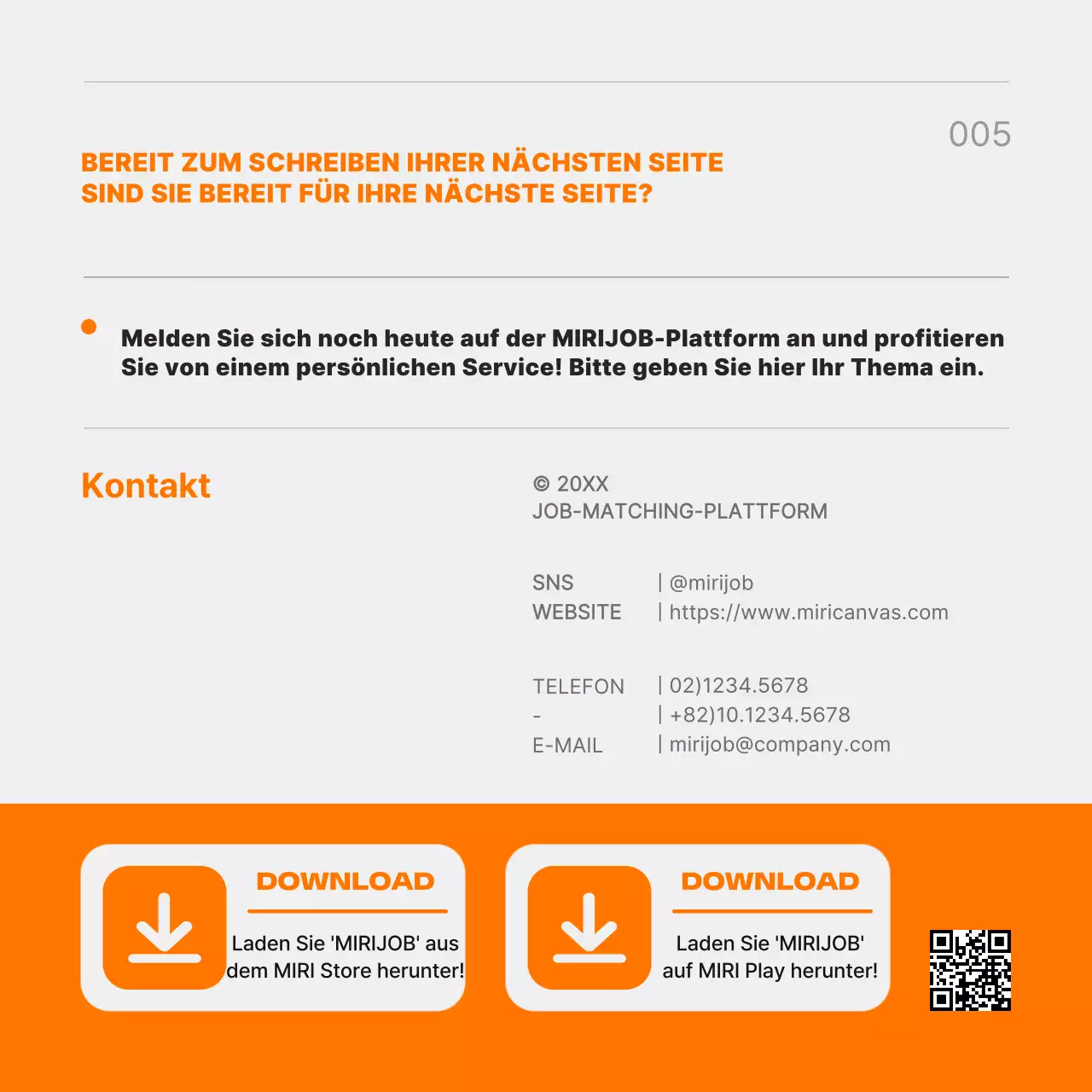 Förderung einer trendigen schwarz-orangenen Job-Matching-Plattform