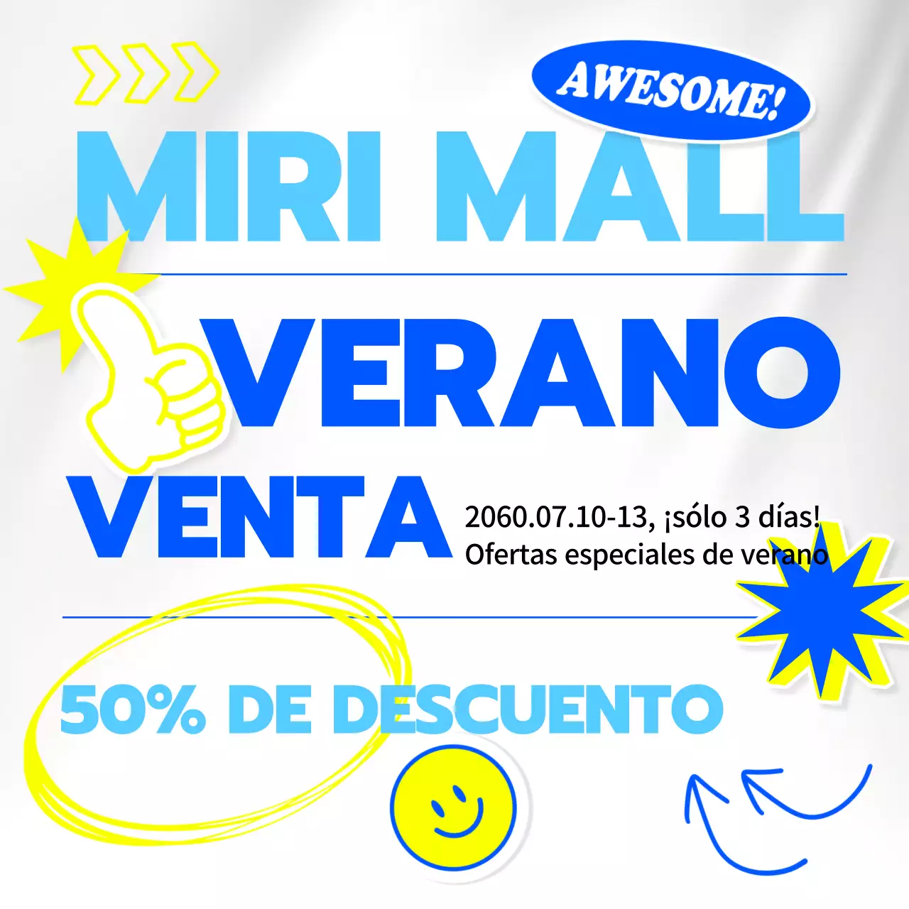 Promover una bonita venta amarilla y azul
