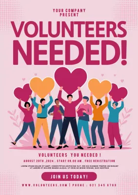 Pink Modern Volunteer Recruitment Poster