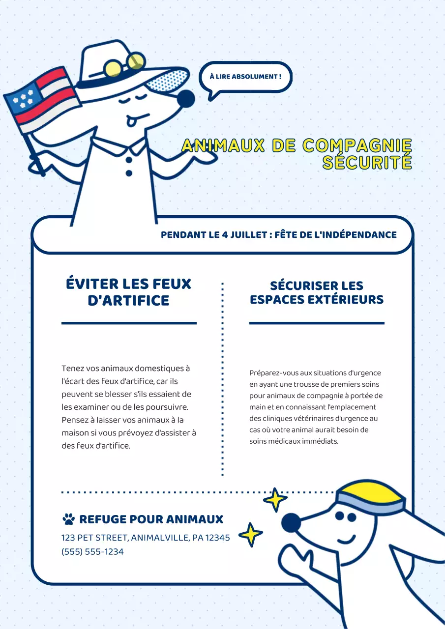 Conseils modernes de sécurité pour les animaux de compagnie expliqués en bleu clair et en jaune