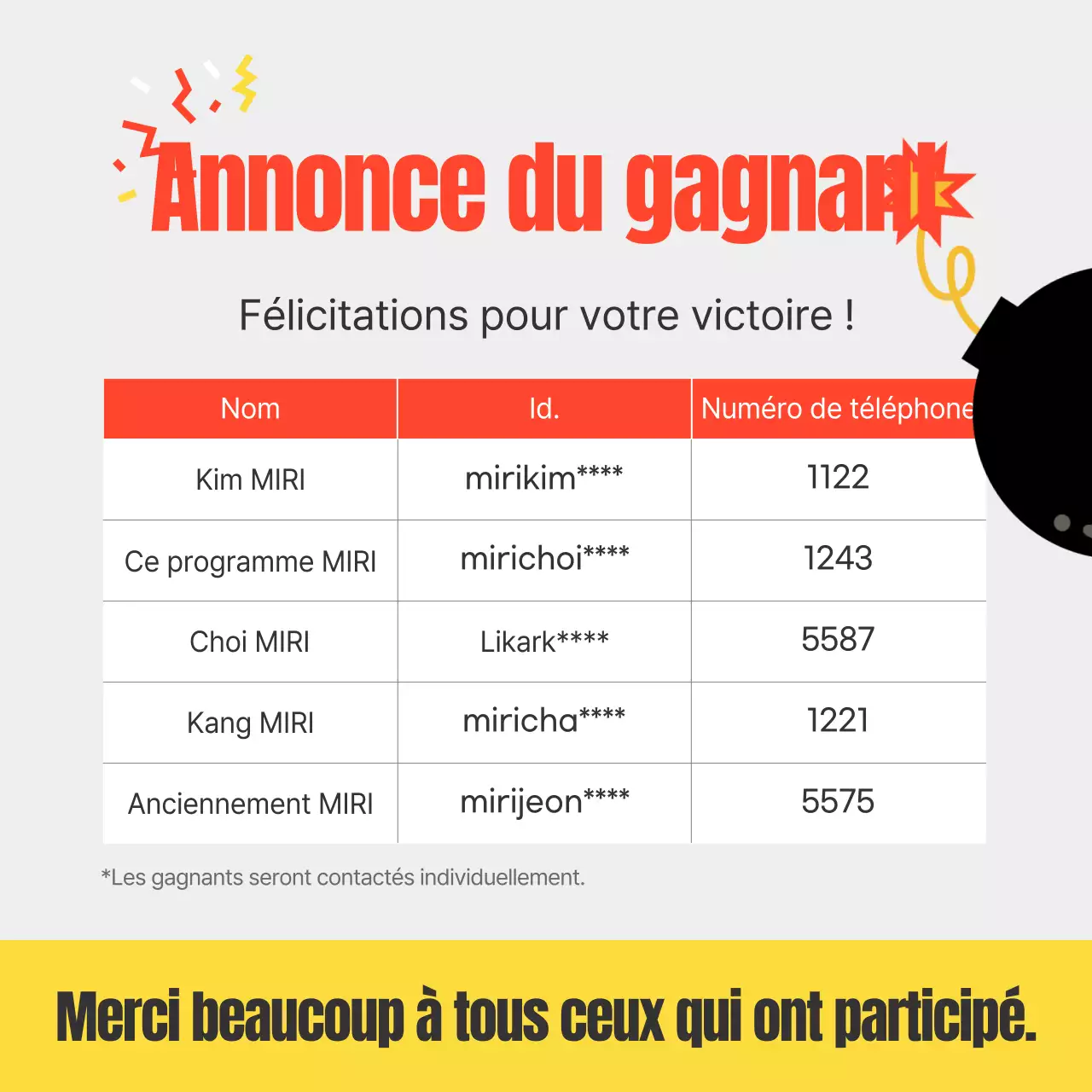 Annonce d'un événement sur fond jaune pour faire passer le message