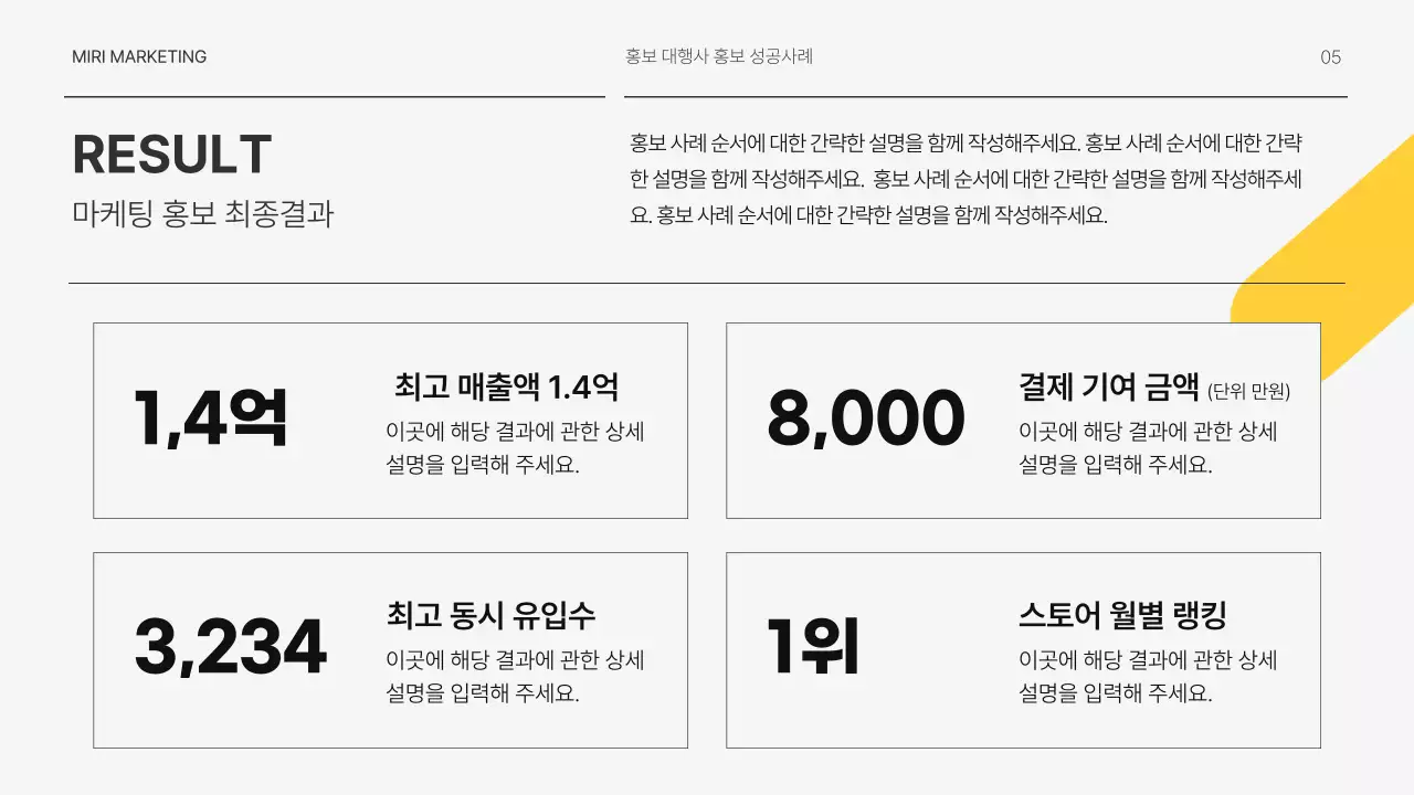 흑백의 모던한 마케팅 사례 소개서