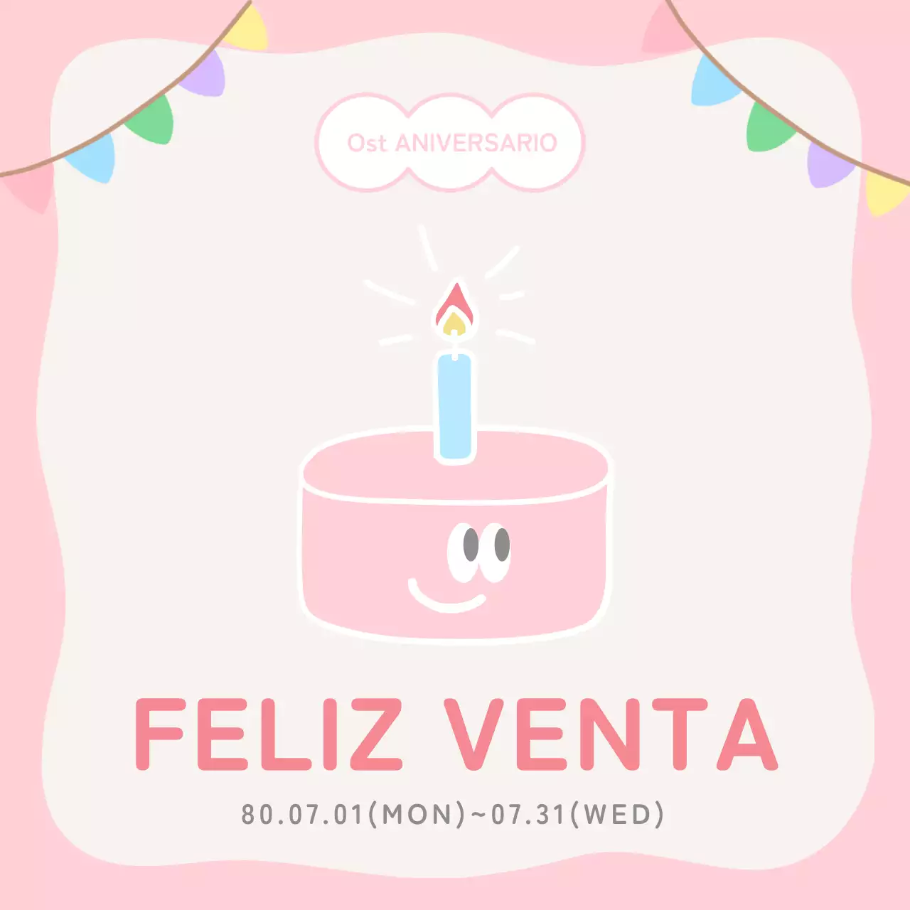 Publicidad sencilla de rebajas en rosa y beige