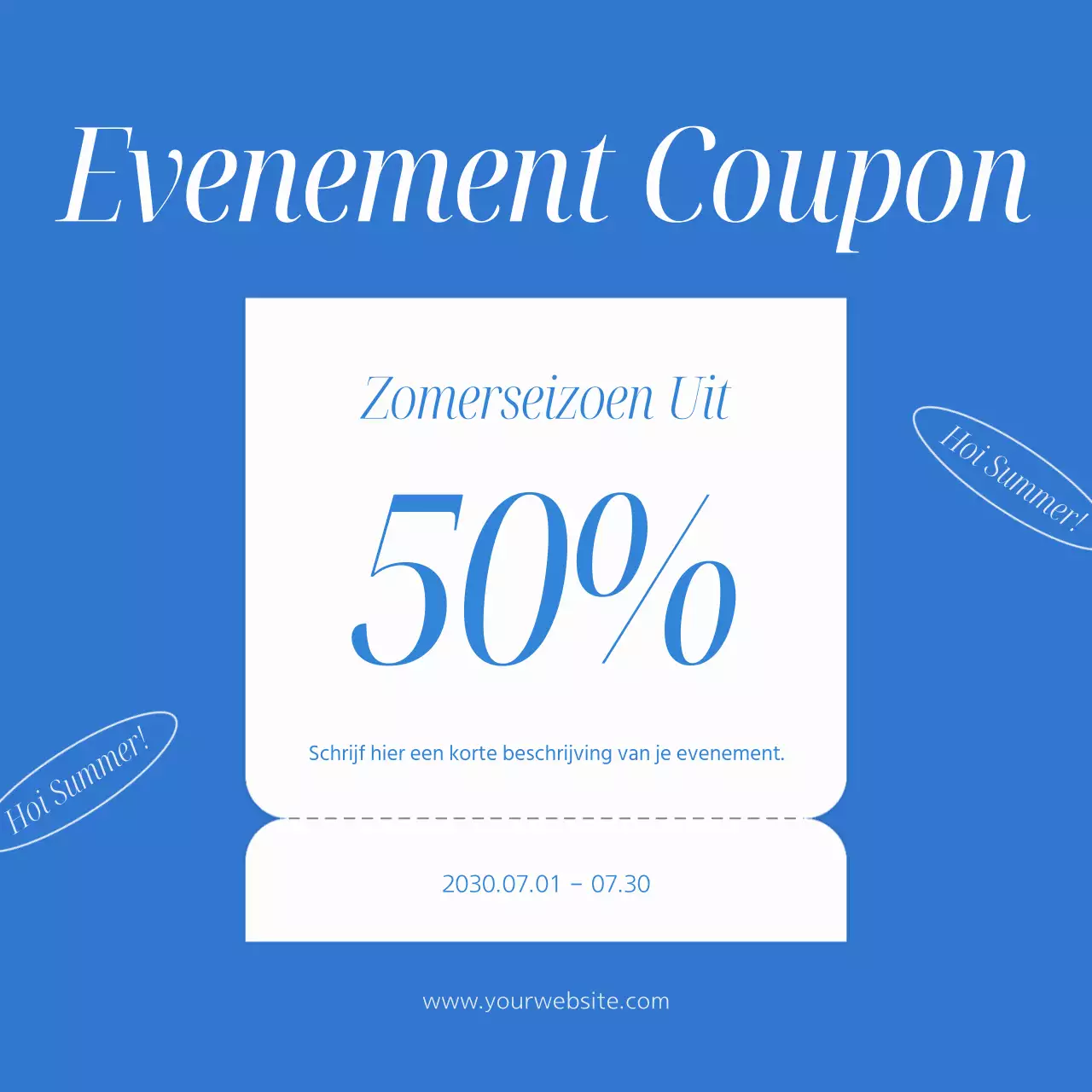 Eenvoudige, zomers geïnspireerde evenementadvertentie in lichtblauw en blauw