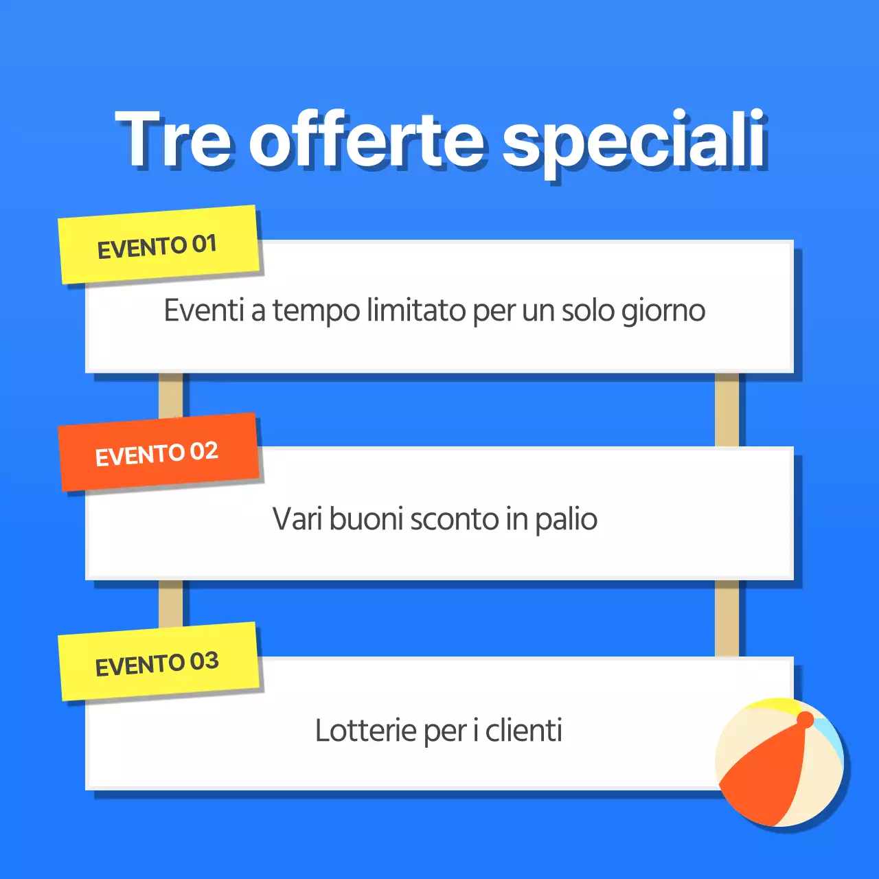 Promuovere un evento estivo tropicale in blu e giallo