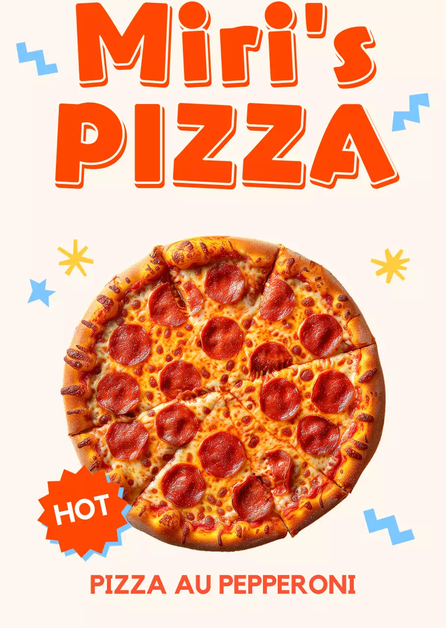 Affiche de pizza tridimensionnelle avec un design pop